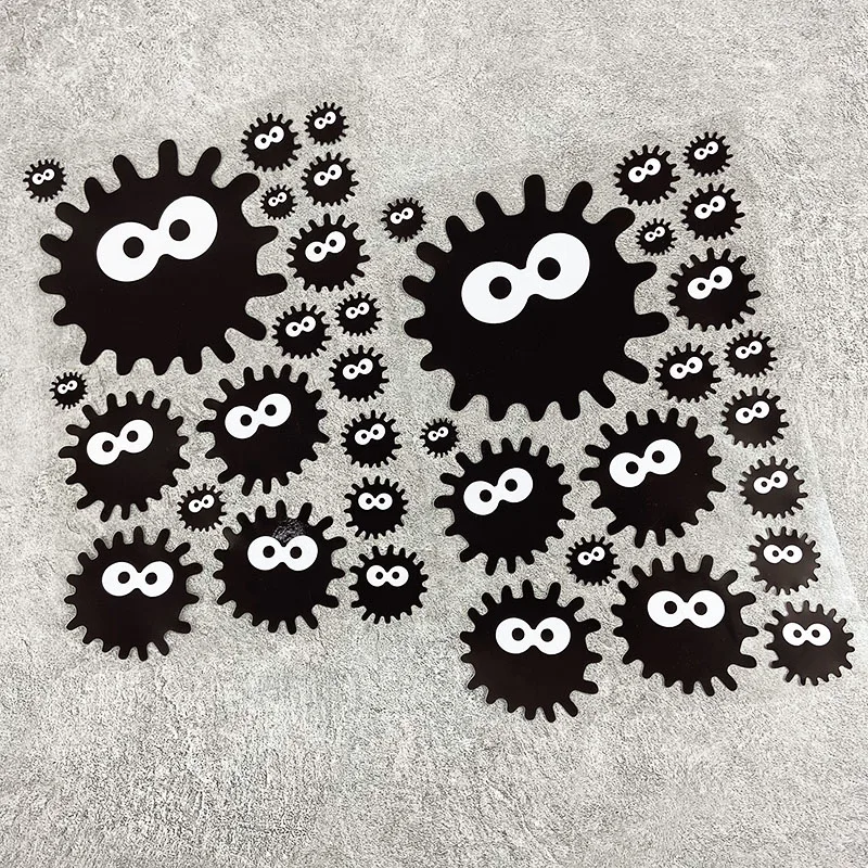 

1SET Black & White Spiky Monster (Big Eyes) Stickers Set (Multi-Sizes) - Cute Cartoon Decor Decals for Laptop Car Phone Vinyl