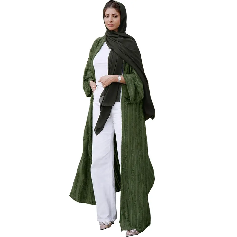 

Autumn Winter Fashion Women Cardigan Coat Arbic Dubai Clothes Knitting Long Sleeves Elegant Middle East Muslim Robe