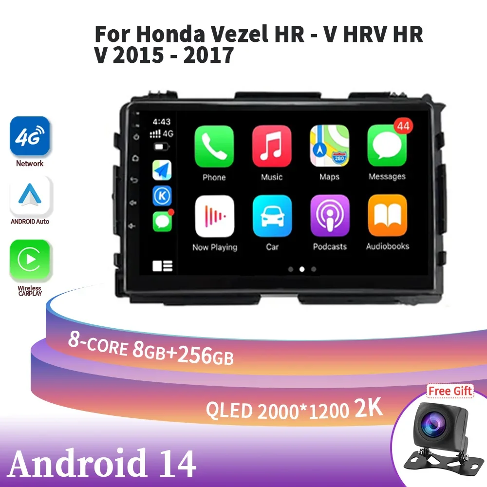 Android 14 For Honda Vezel HR - V HRV HR V 2015-2017 Wireless Carplay Stereo Car Radio Central Multimedia Navigation Head Unit