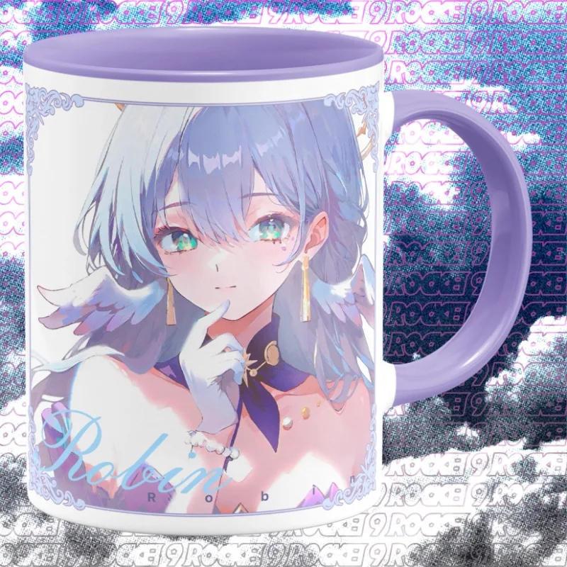 Game Anime Honkai: Star Rail Cosplay Robin Cup Ceramic Print Coffee Milk Tea Juice Mug Gift Spoon with Lid Cups