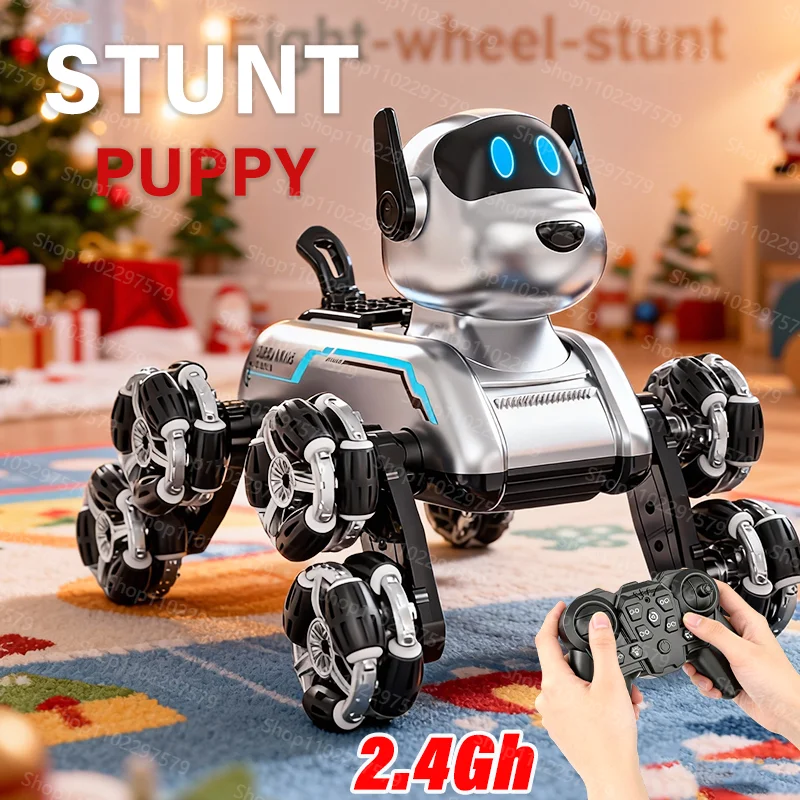 

New S50 RC Eight-Wheeled Stunt Mechanical Dog With Gesture Induction Climbing Deformation Toy For Kids and Pet Dog Play Gift Toy