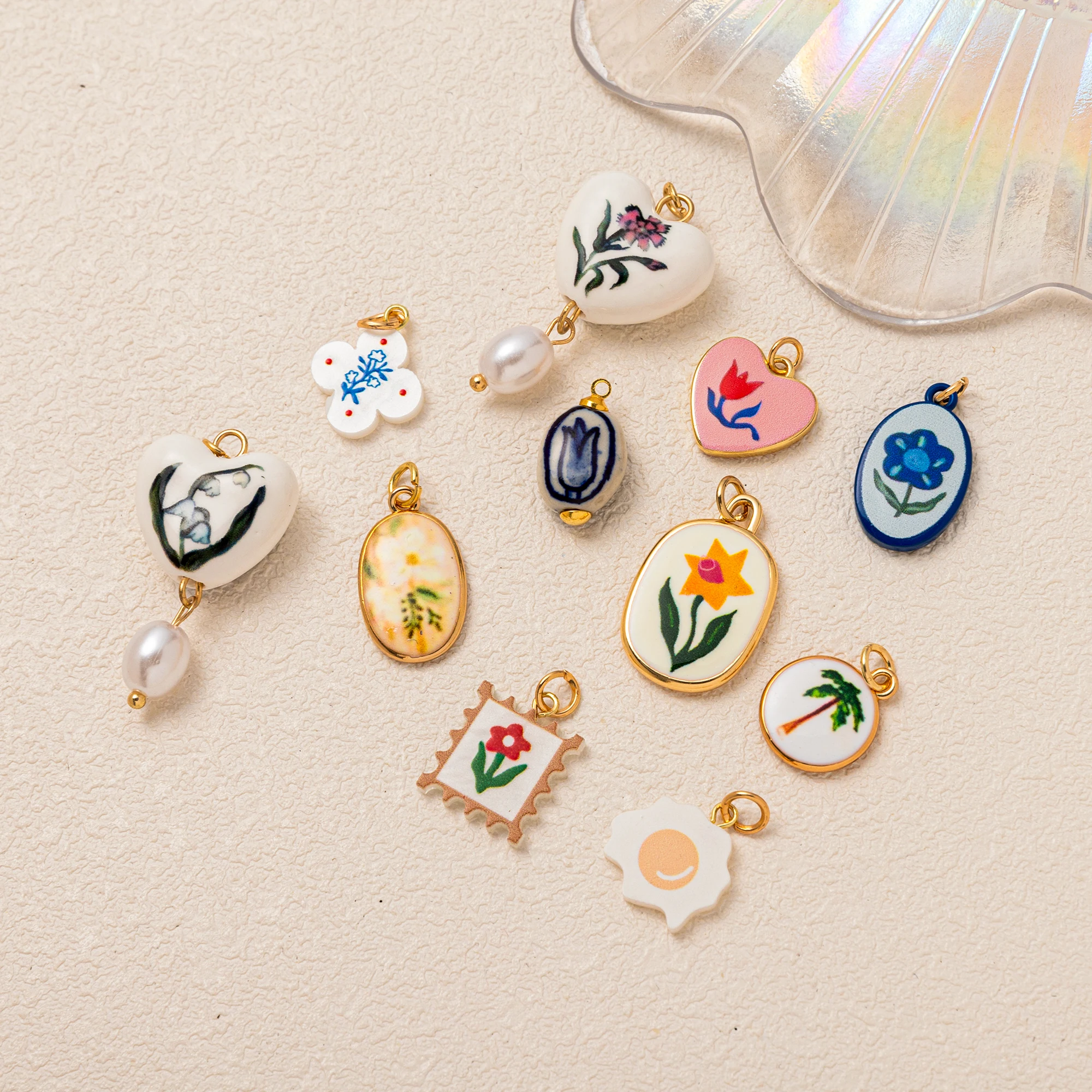 Dopamine Painted Flower Pendant | Colorful Enamel Copper Charms for Necklace Bracelet DIY - Image 3