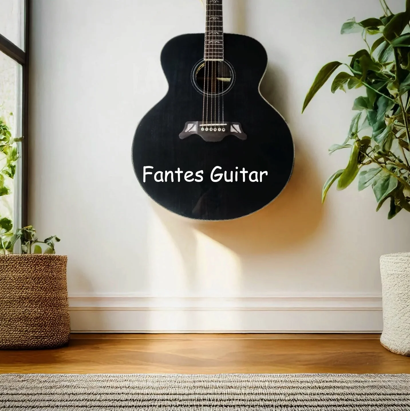 

Custom jumbo solid back side acoustic guitar sj200 style, accept guitar OEM