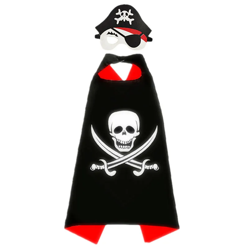 Children\'s Pirate Cloak Costume Pirate Cape CostumeToy Set Boy Girl Halloween Cosplay Mask Party Gifts