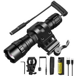 ​UniqueFire 501F Handheld Infrared Tactical Hunting LED Flashlight Hit 3 Modes Zoomable Torch for Coyote Hog Predator Varmint