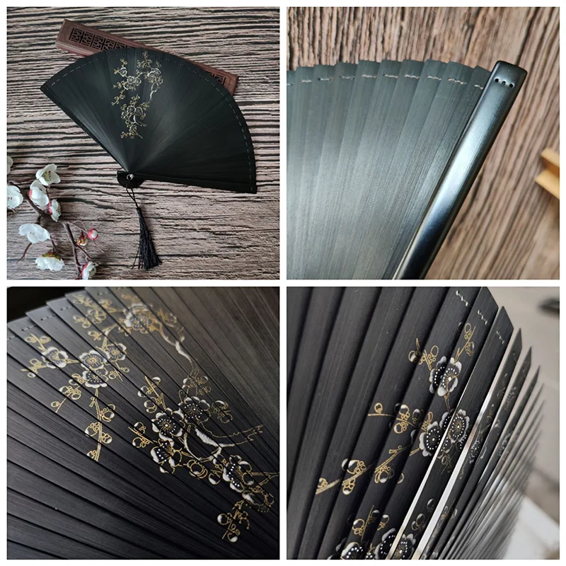 Classical Japanese Style Bamboo Fan Classical Hollow Female Folding Hand Fan Vintage Style Art Craft Gift Home Decor Ornaments