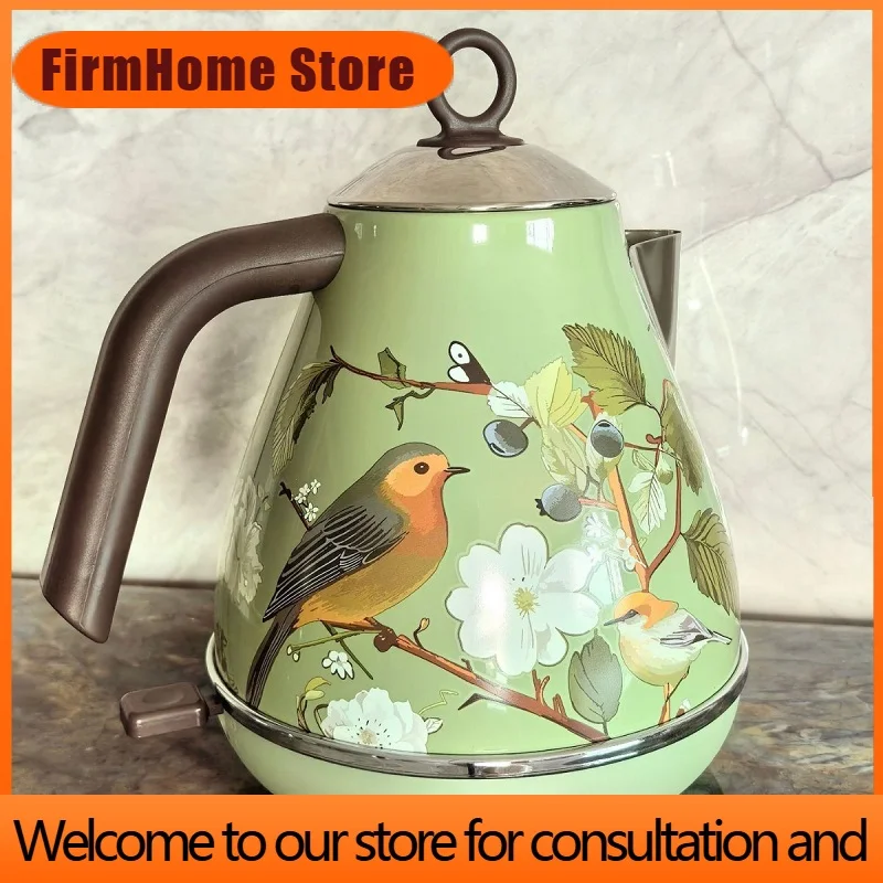 FirmHome Store220V Retro Home Electric Kettle 304 Stainless Steel Quick Boiling Kettle Teapot Auto Power Off With Temperature Di