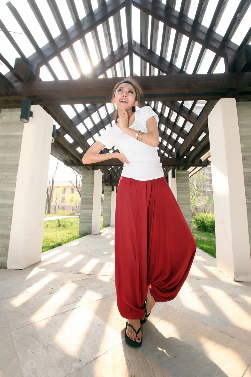 2026 Spring Women Casual Loose Harem Pants Solid Elastic Waist Summer Wide Leg Pants Plus Size Cotton Linen Trousers 4XL 5XL