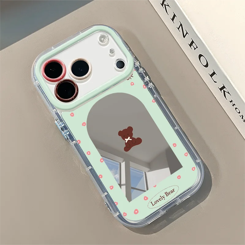 Pink Cherry Heart Love Air Cushion Mirror Phone Case For iPhone 17 15 14 16 Pro Max 13 12 11 Pro XR XS  8 Plus 17Air Girl Cover - view 6