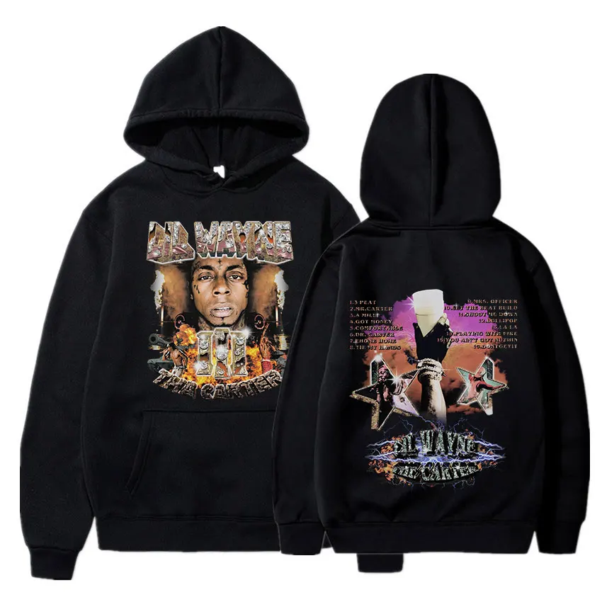 

Rapper Lil Wayne Hoodie Music Album Tha Carter Graphic Hoodies Men's Vintage Punk Hooded Sweatshirts Gothic Hip Hop Streetwear