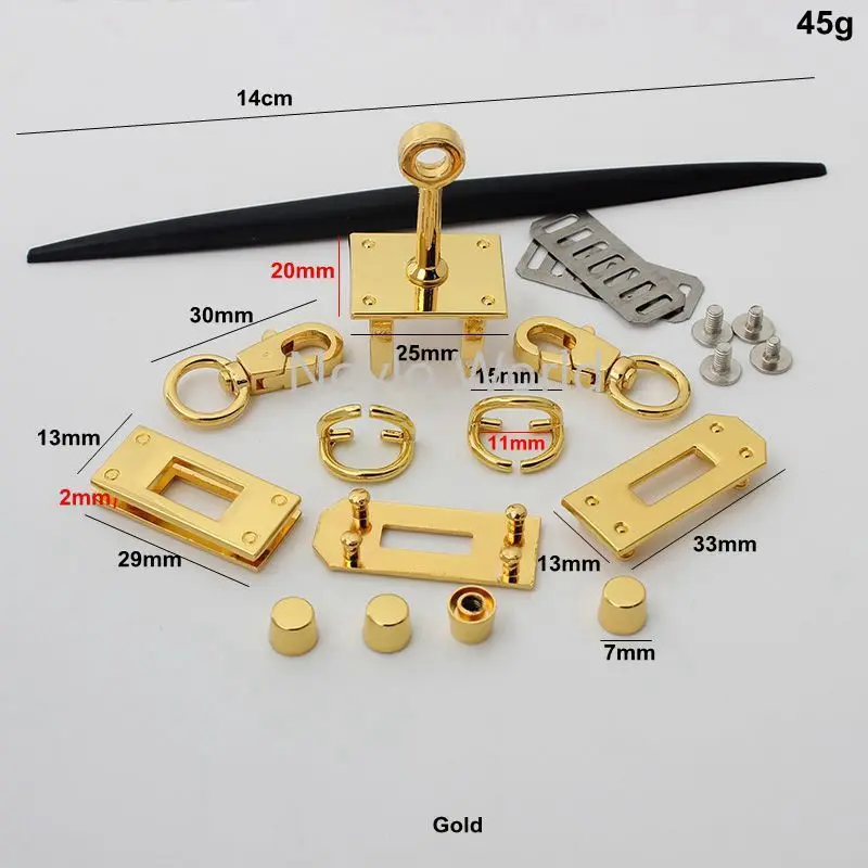 1-5 Sets 25*20mm New Arrive Products Gold Chrome A Set of Mini Lock for DIY Shoulder Bag Purse Accessories