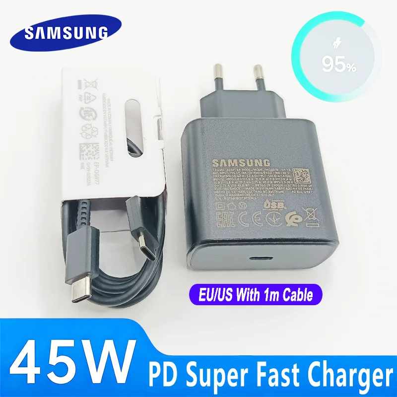 Samsung 45W EU Super Fast Charger EP-TA845 US PD Chargeur For Galaxy S26+ S25 Ultra S24 Tab S23 S22 FE Z TriFold A57 A56 A37 F56