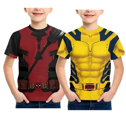 Bambini Deadpool Wolverine Cosplay maglietta per bambini supereroe James Howlet camicia Deadpool ragazzi Halloween Party Summer Tops