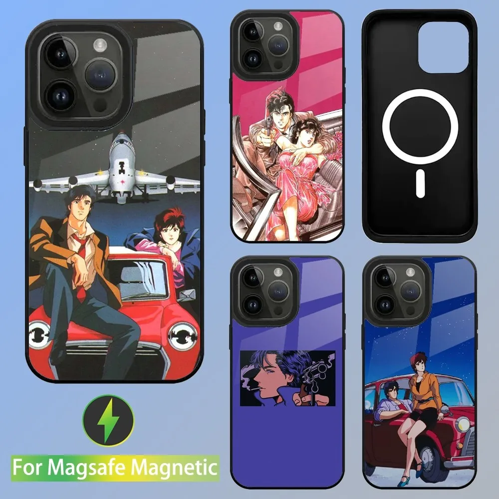 Retro City Hunter Comic Phone Case For iPhone 16,15,14,13,12,11,Plus,Pro,Max Mini Magsafe Magnetic Wireless Charging