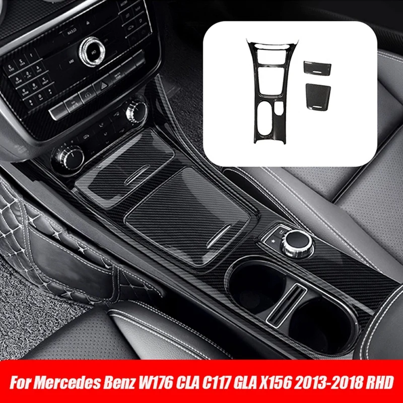 

RHD Car Console Gear Shift Water Cup Holder Storage Panel Trim Cover For Mercedes Benz W176 CLA C117 GLA X156 2013-2018 Parts