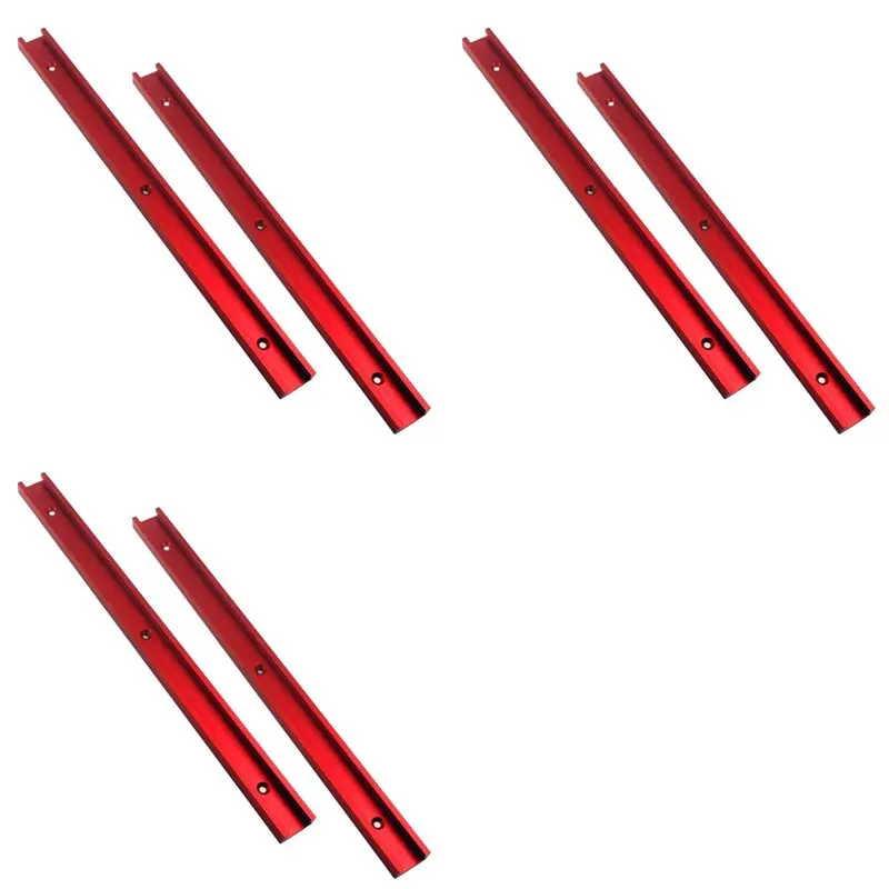 A36T-6Pc Aluminum 400Mm Double-Cut Profile Universal 3/4 T-Track With Predrilled Mounting Holes,30 Type T Track
