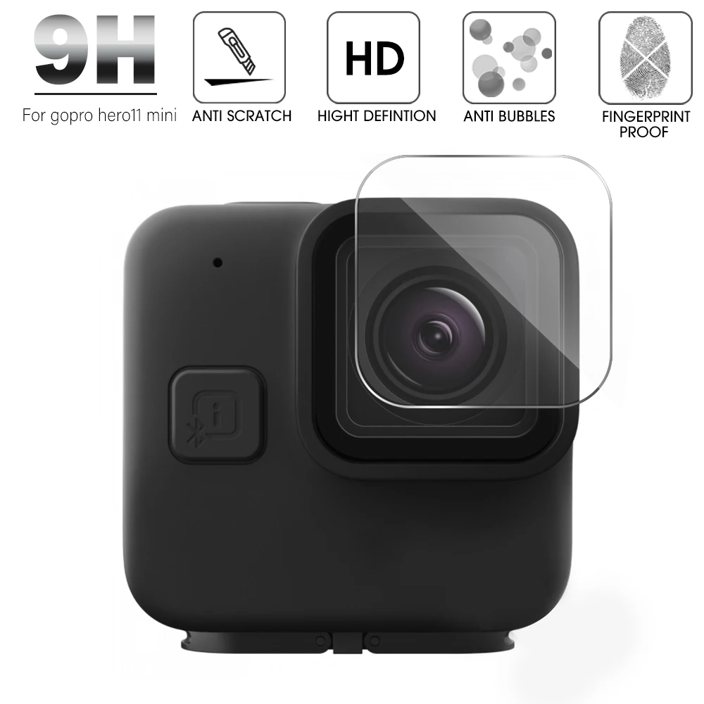 Protector de pantalla de vidrio templado para GoPro Hero 11 Mini, Protector de pantalla de vidrio templado, color negro, Juego de 2 unidades