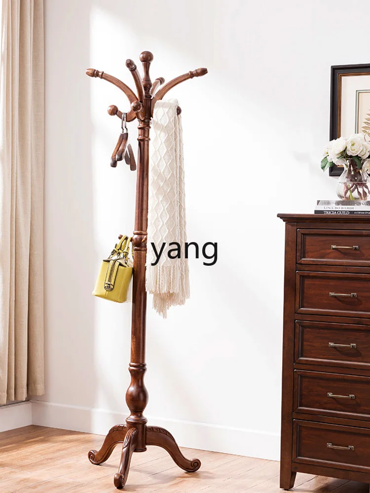 Yjq Room Clothes Rack Living Room European Style Hanger Floor Bedroom Wooden Solid Wood Coat and Hat Rack Household