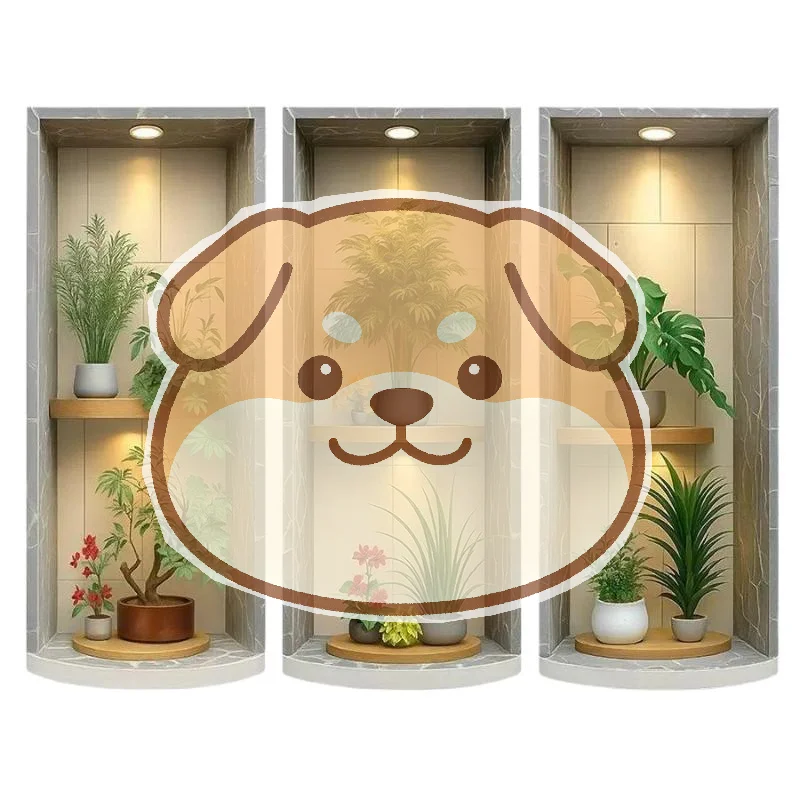 3Pcs Modern Marble Wall Niche Decals Green Plant Print Peel & Stick Wall Stickers for Rental Home Easy Wall Upgrade