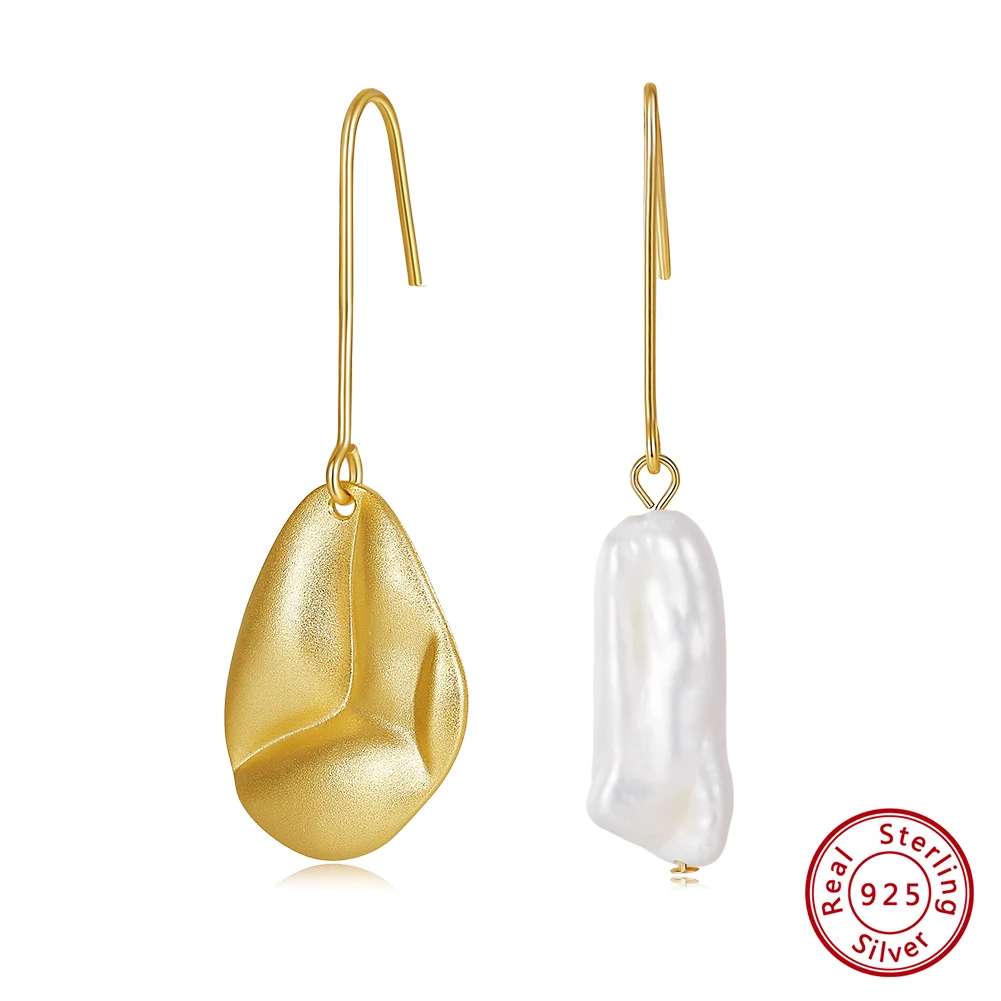 

Kiss Mandy 14-каратное позолоченное нерегулярное жемчужное висячие серьги, модные классические серьги-капли в стиле барокко с жемчугом, ювелирные изделия GPE81