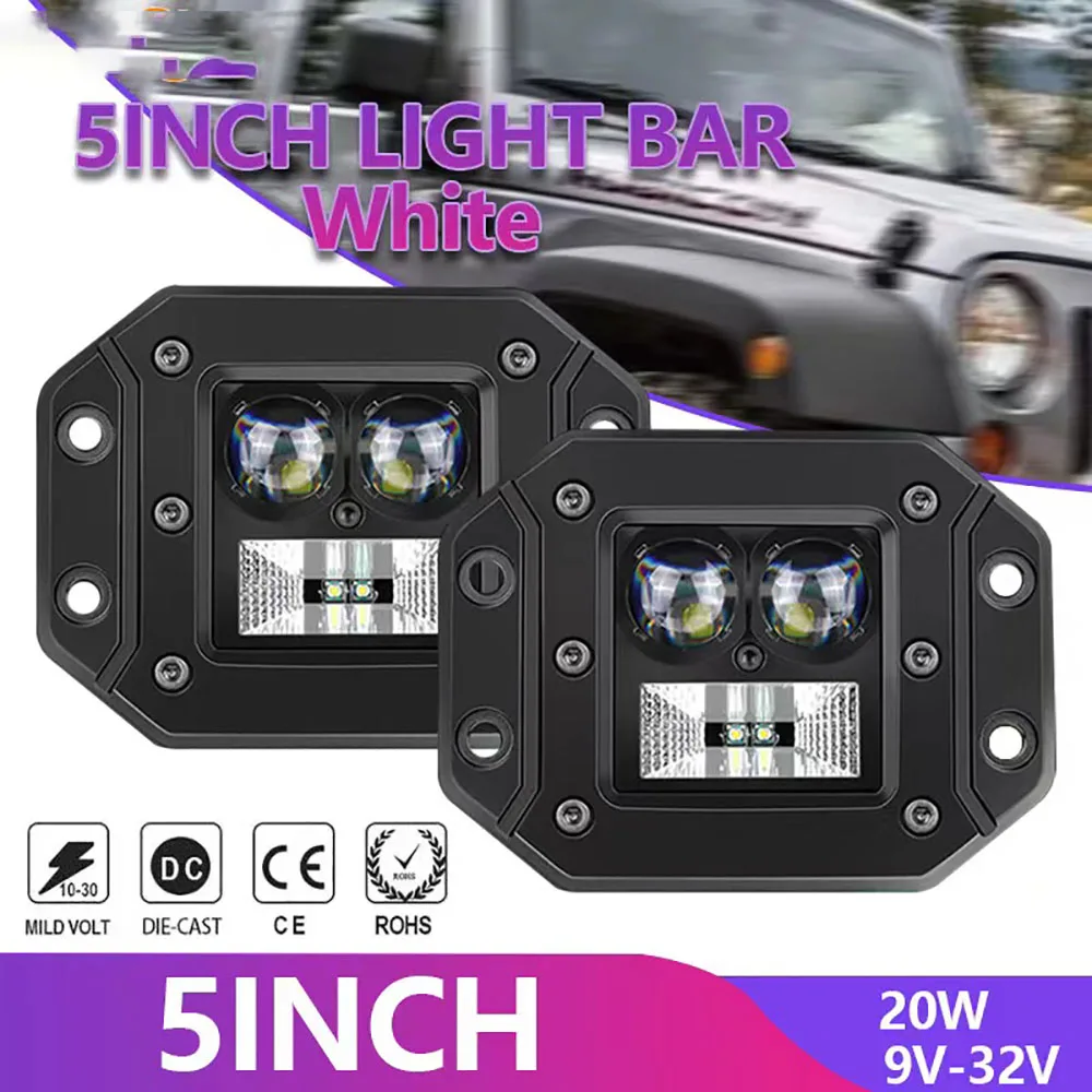 

Suitable for Jeep fog lights, LED work lights, 15W combination 5D lens small square lights, off-road vehicle modification spotli