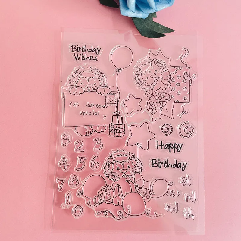 birthday wish lion Clear Stamp Transparent Silicone Stamp Seal Sheet For Scrapbooking Photo Album Decoration