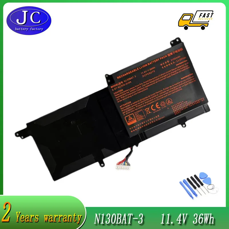 

JCLJF New 11.4V 36WH N130BAT-3 Battery for CLEVO N130BAT-3 6-87-N130S-3U9A N130BU 130WU N131BU N131WU NP3130 Pro 13 14 N130BU