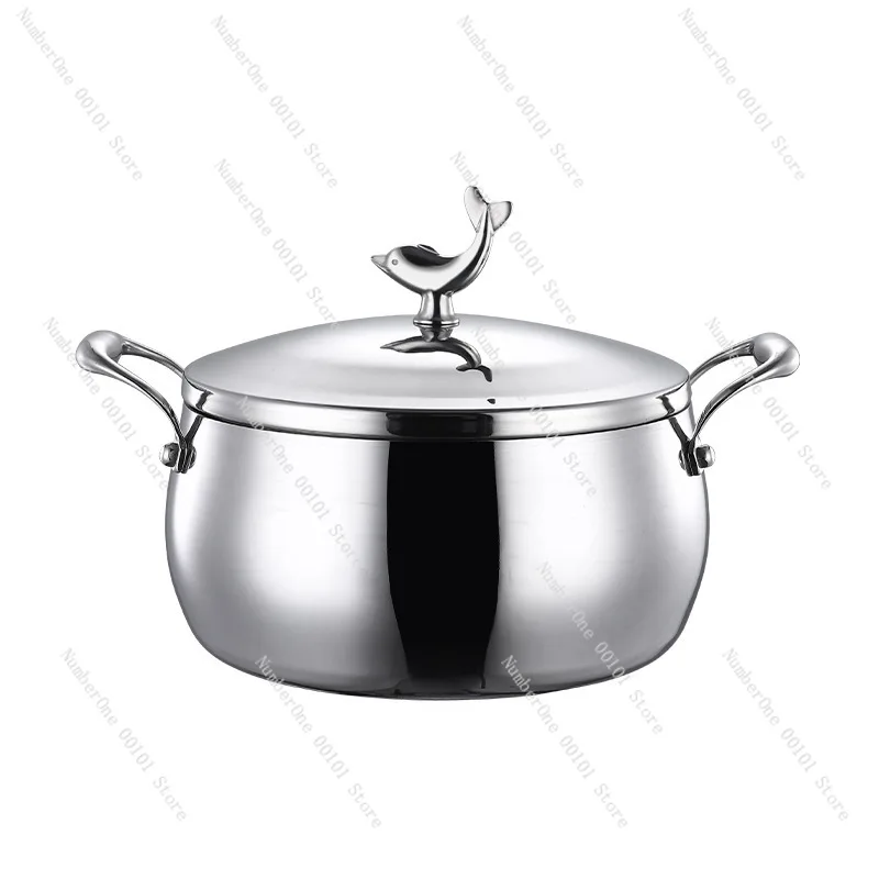 

Суповая кастрюля из нержавеющей стали 18/10 без покрытия | Бытовая утолщенная пропаривающая бинауральная кастрюля для тушения супа