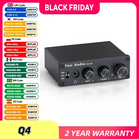 Fosi Audio Q4 Mini Stereo USB Gaming DAC & Kopfhörerverstärker Audio Konverter Adapter für Heim-/Desktop-betriebene/aktive Lautsprecher