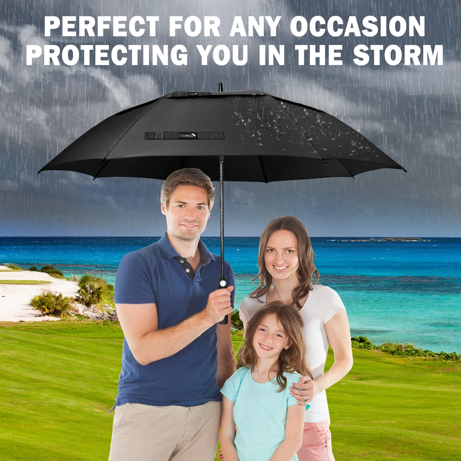 

Large Size Super large Automanual Umbrella Resistant Beach Umbrella Double Layer Windproof Strong Umbrellas for Women Men