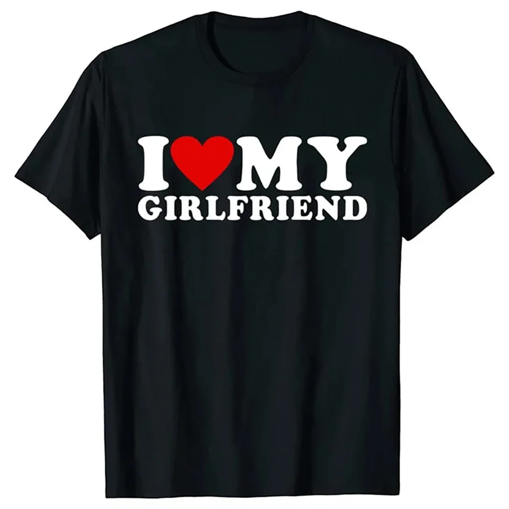 JRJZ Men's T-Shirt Fun Printed I Love My Boyfriend Slogan T-Shirt I Love My Girlfriend Funny Shirt So Please Stay Away #913147