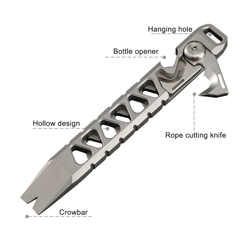 JINLITitanium Alloy EDC Crowbar Bottle Opener Self Defense Multitool Survival