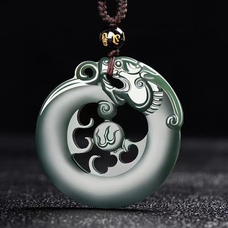 

Hotan Green Fine Material Men, Antique-Style Pendant Jade Plaque