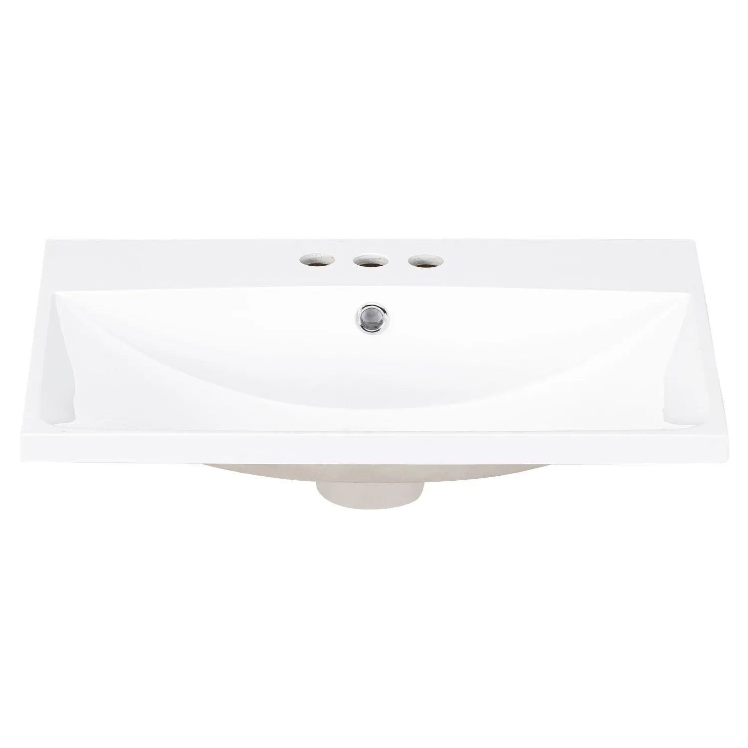 

24" Single Bathroom Basin Sink, Vanity Top Only, 3-Faucet Holes, Resin