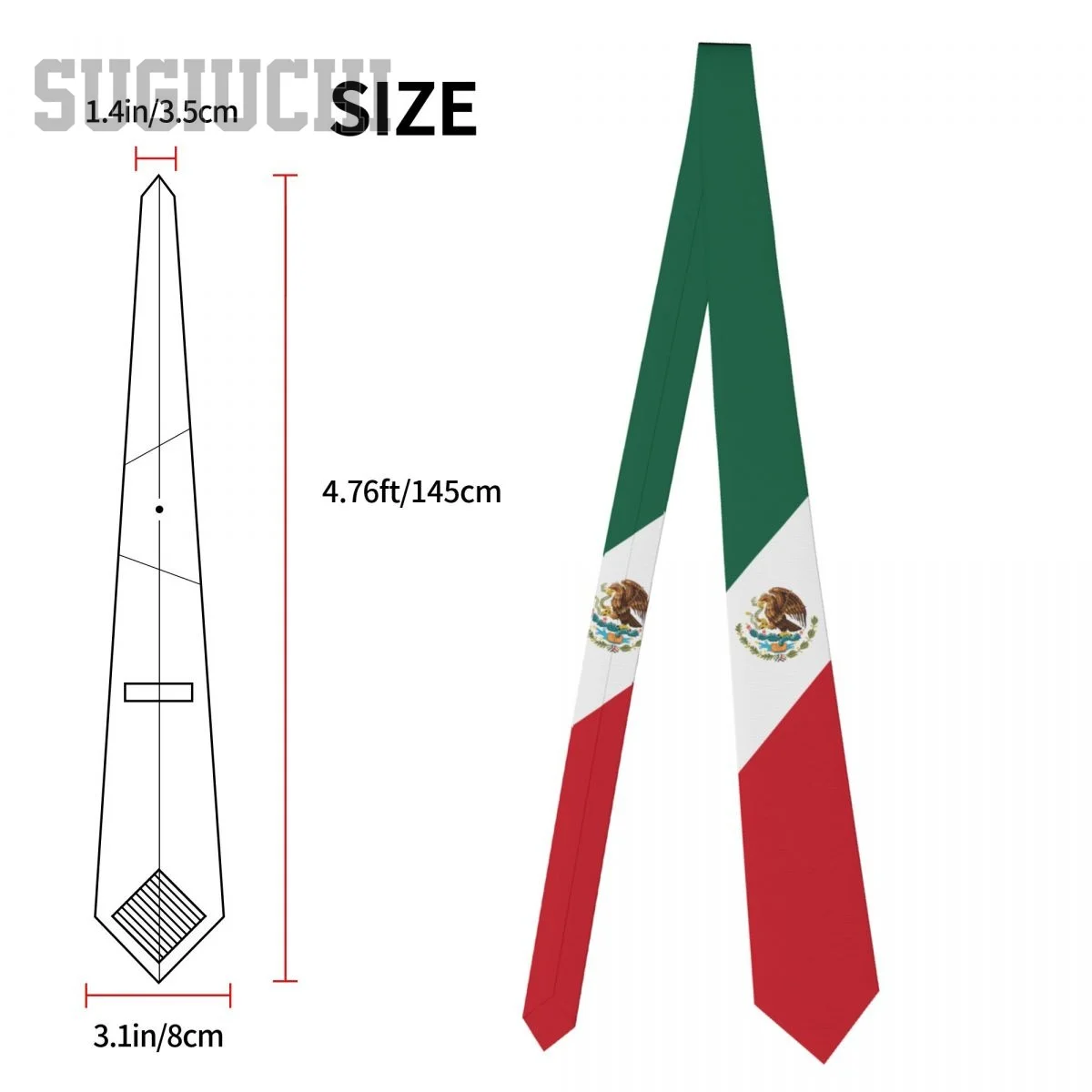 Corbatas de cuello con emblema de bandera de México para hombres y mujeres, trajes de corbata a cuadros casuales, corbata delgada para fiesta de