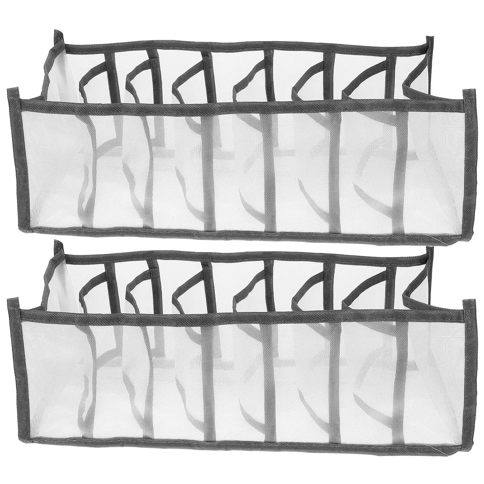 

2 Pcs Underwear Storage Box 7 Compartments Gray Sock Organizer Drawer Wardrobe Clothes Container Foldable Household Item