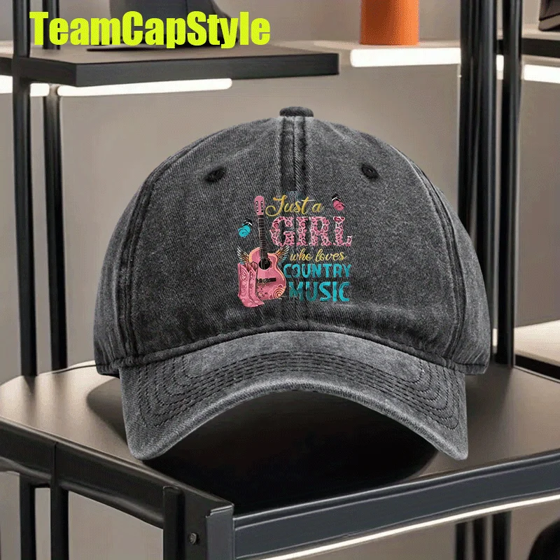 Women's Adjustable Washed Vintage Print Baseball Cap - 