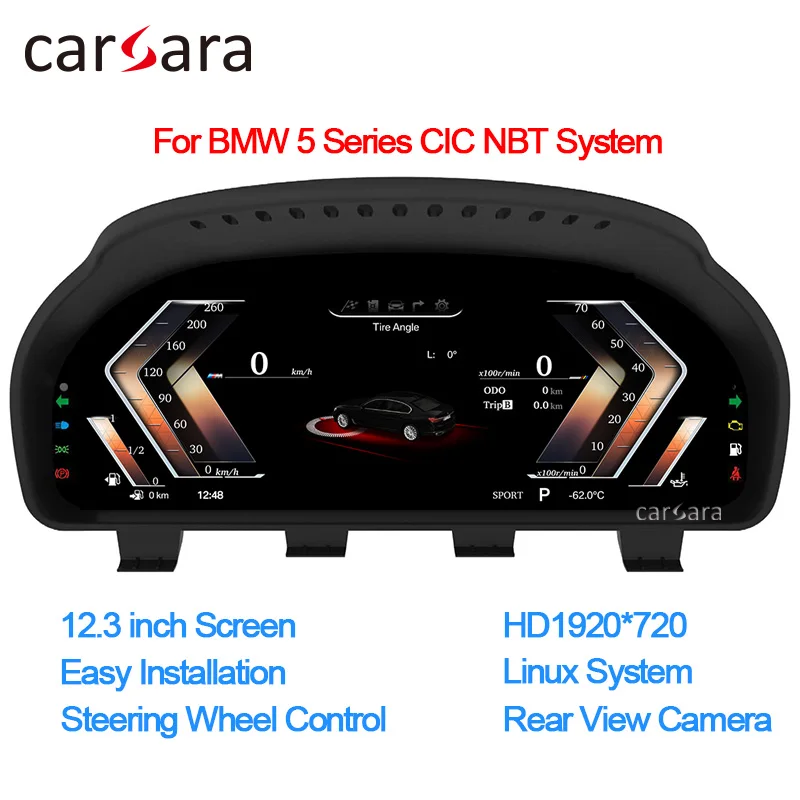 Vehicle TFT Instrument for BMW 5 6 7 Series X3 X4 X5 X6 F10 F07 F06 F12 F25 F26 F01 F02 F03 F04 12.3” Dashboard Gauge Display