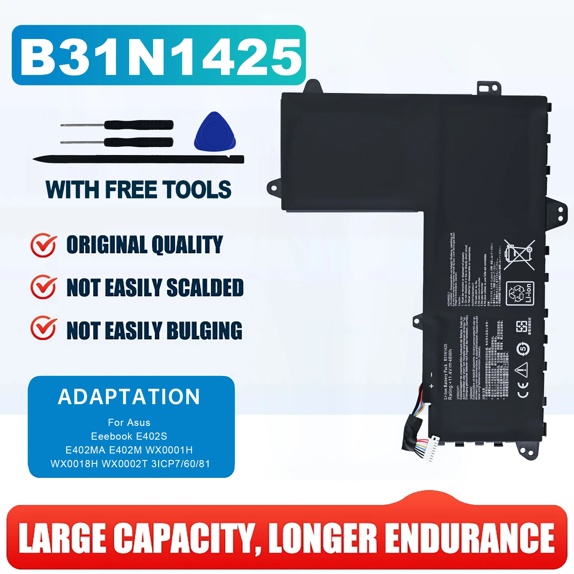New B31N1425 Battery For Asus E420M E420MA E420S EeeBook E402M E402MA E402S 0B200-01400100 Laptop Battery