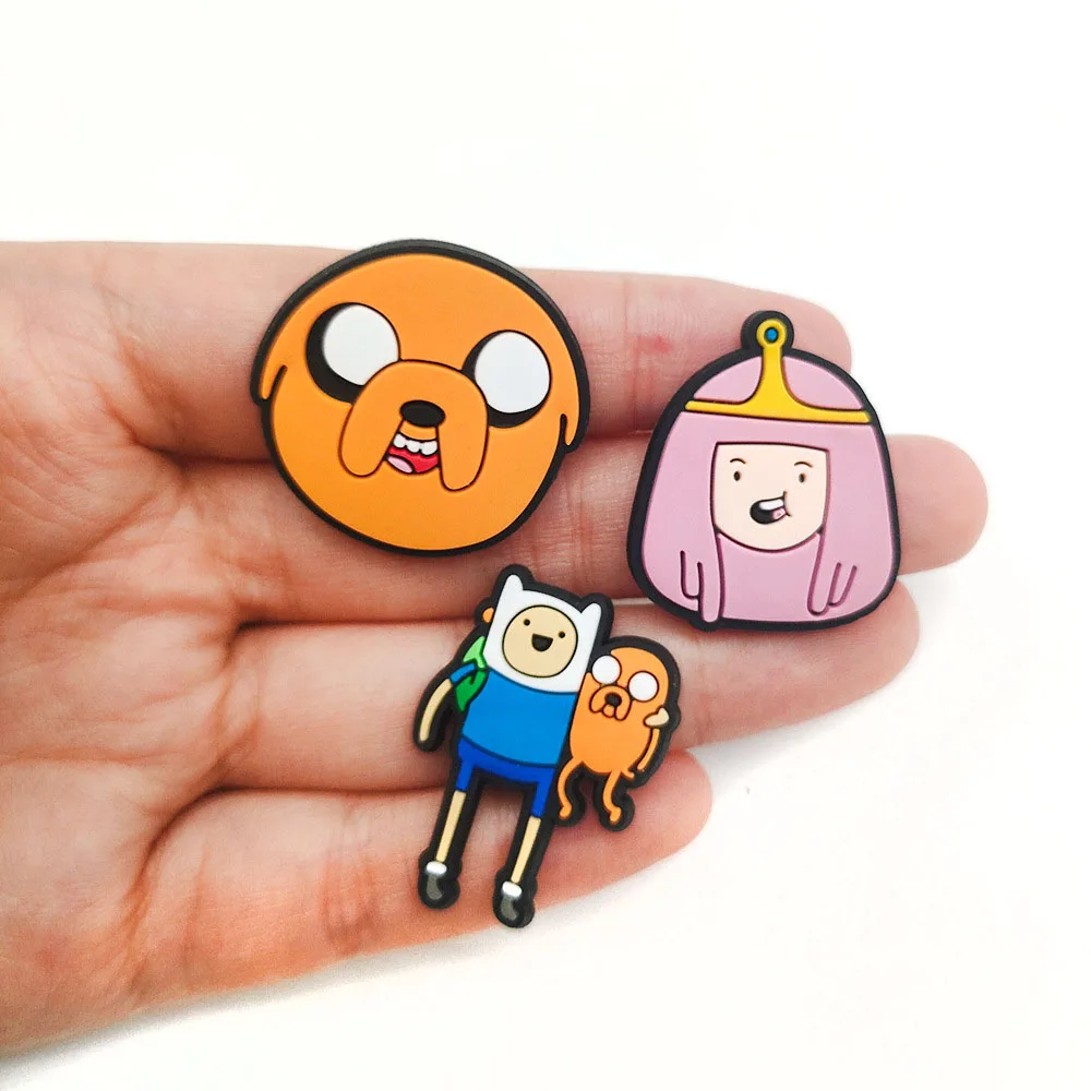 Single sale Anime Adventure Time PVC Shoe Charms Accessories Decoration Buckles Classic Clog Fit Bands Bracelets