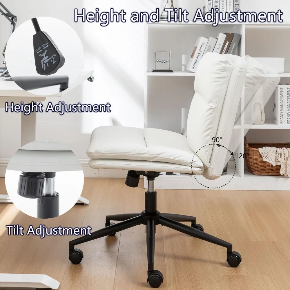 Chair with Wheels, Ergonomic Home Office Desk Chairs with Black Base, Modern Vanity Chair for Home, Office, Make Up