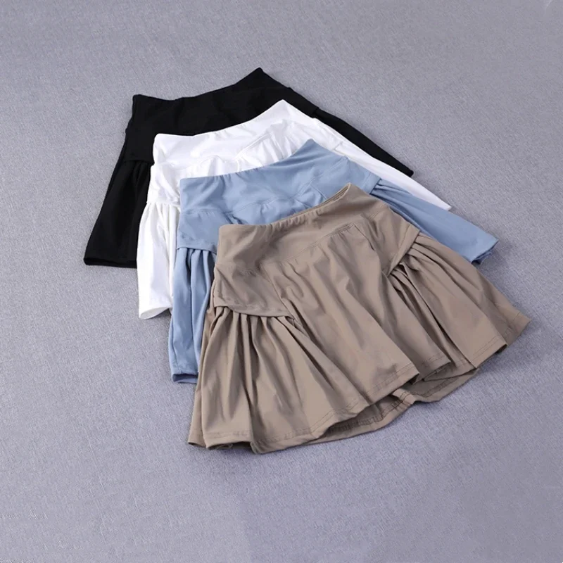 

2025 new Exercise Loose Comfortable Quick Dry Running Fitness Double Layers Frills Pleated Golf Tennis Skirts