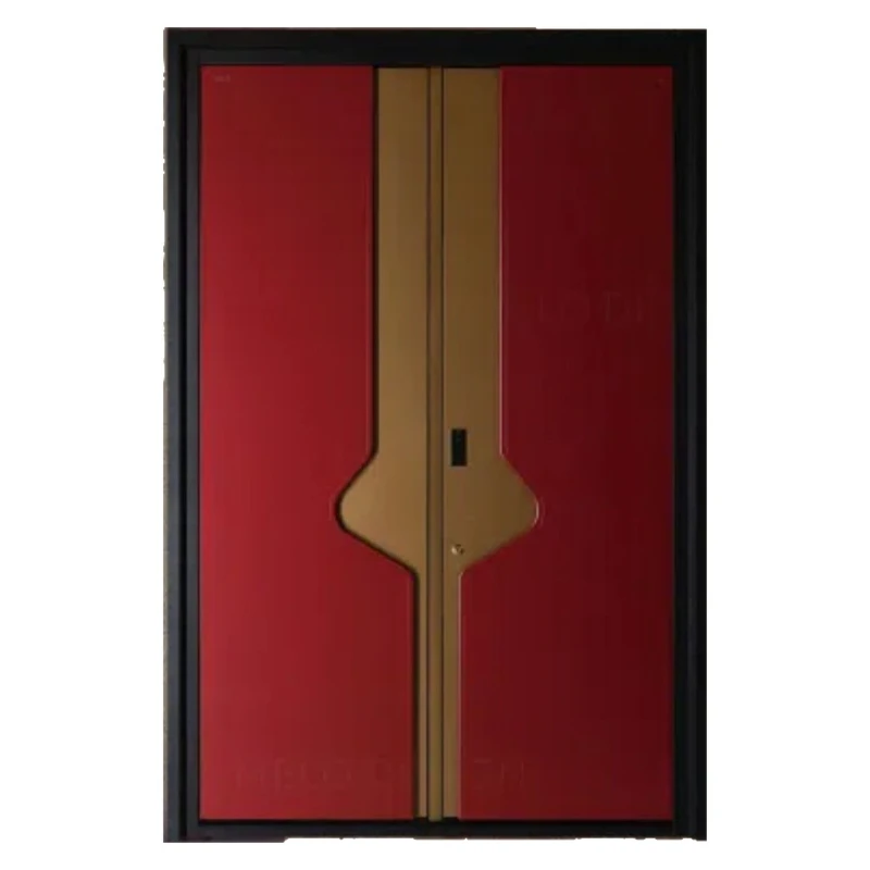 New Chinese-style transfer wood grain 8mm aluminum plate cast aluminum door explosion-proof armored door villa anti-theft door
