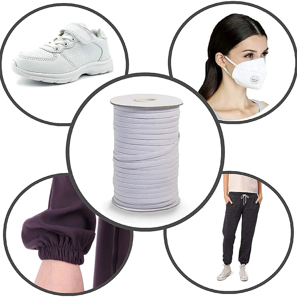 Bandas elásticas de 10M, cuerda elástica de 3/4/5/6/8/10mm, banda elástica pesada, banda elástica de tela suave, banda de punto elástica, manualidades y costura