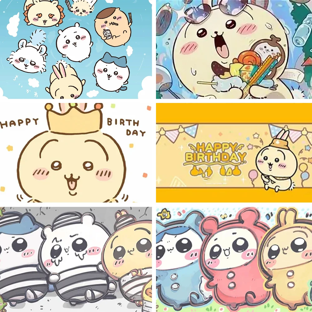 

Miniso Cartoon Chiikawa Party Happy Birthday Theme Background Children's Decor Banner Baby shower Newborn Supplies Backdrops