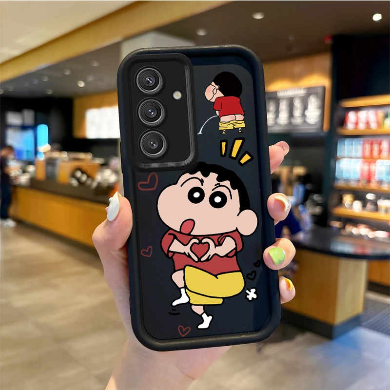 Lovely C-Crayon Shin-Chan Case For Samsung Galaxy S24 S23 S22 S21Ultra Plus S23 S21 S20 FE Case Liquid Silicone Shockproof Cover