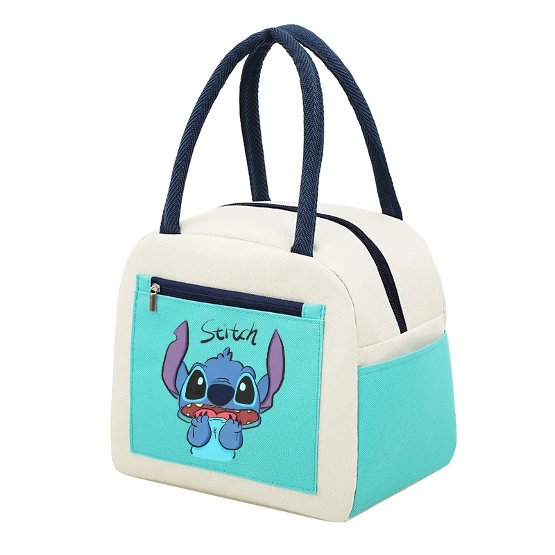 Cute Stitch Lunch Bag Disney Lunch Bags Children Cartoon Printed Food Insulation Bags Girls Fashion Large Capacity Handbags