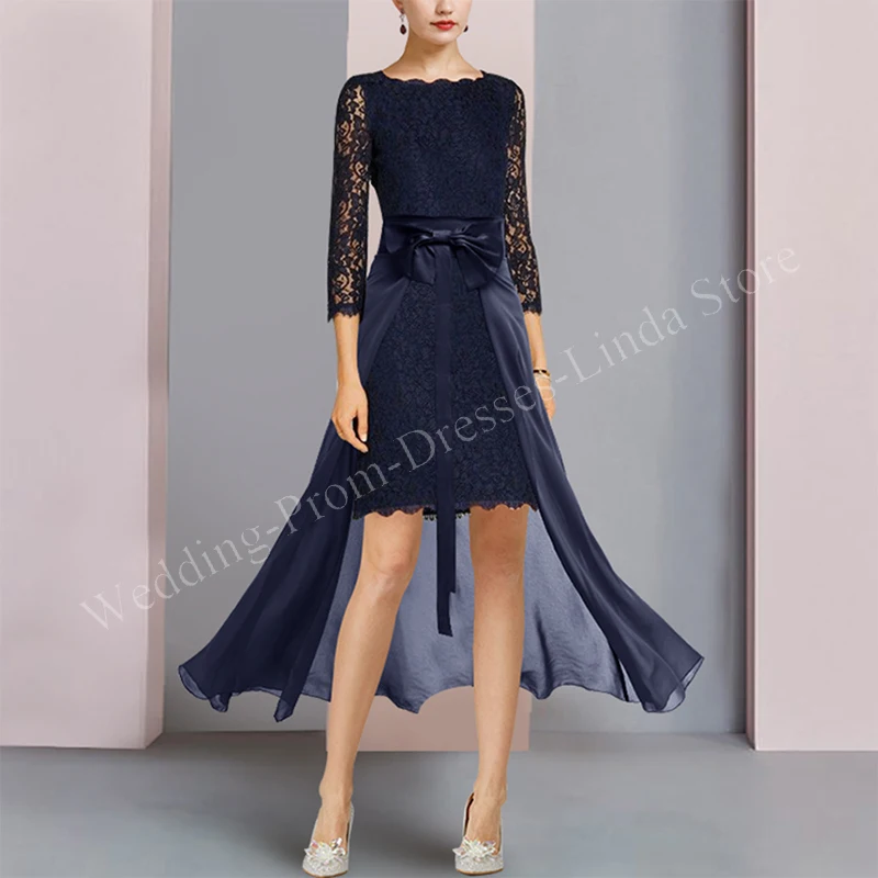 

Elegant Mother of the Bride Dresses Chiffon Appliques O-Neck Above Knee Wedding Party Guest Skirt for Women 2023 Evening Gala