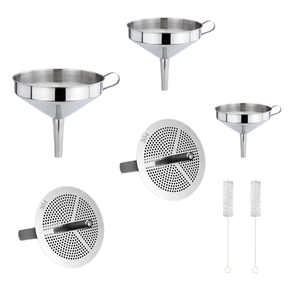 

Stainless Steel Set Kitchen Funnel Accessories Mini Kitchen Filters Plastic Juice Milk Dry Ingredients Sifter