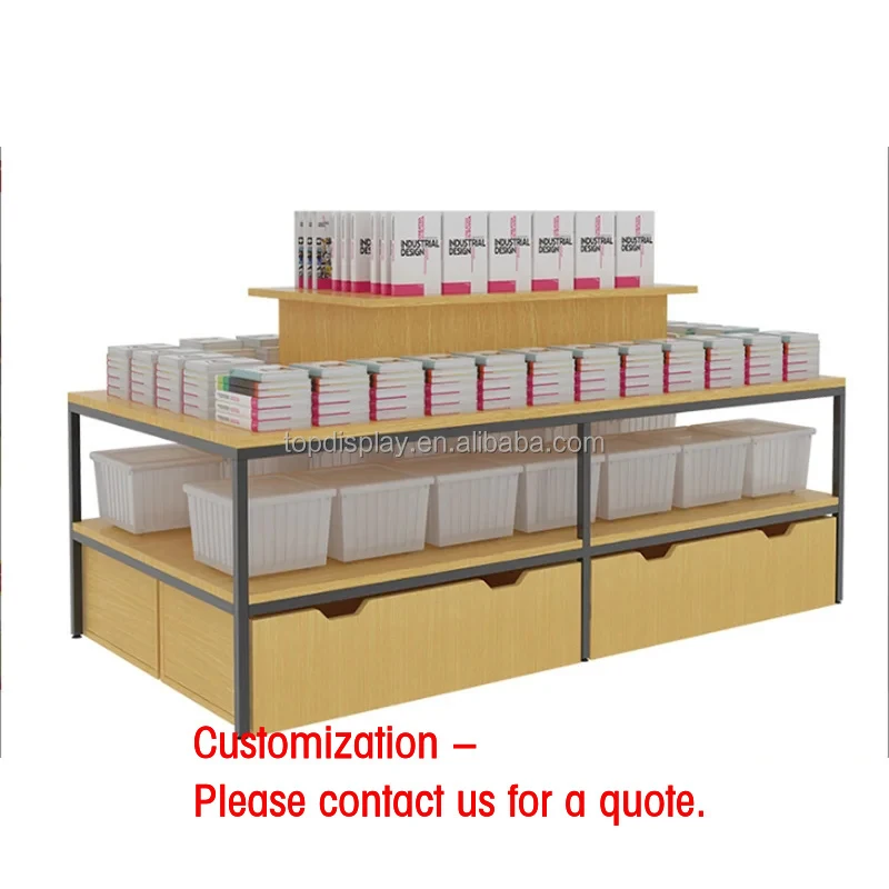 custom.Wood White Custom Color Supermarket Convenience Promotion Desk Promotional Counter Pallet Display